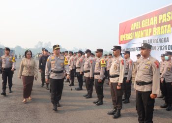 Polres Tebo Melaksanakan Apel Gelar Pasukan Guna Persiapan Operasi Mantap Brata 2023-2024 dalam Rangka Pengamanan Pemilu 2024