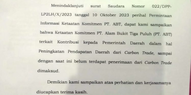 Kepala Bakeuda Tebo Mengakui PT Alam Bukit Tiga Puluh Langgar Ketaatan Komitmen