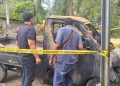 Mobil milik Deden, salah satu caleg PPP yang dibakar orang tidak dikenal. (DETAIL/ist)