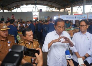 Kunjungi Pasar Rakyat dan Gudang Bulog, Presiden Jokowi Disambut Meriah Warga Merangin