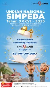 Nasabah Bank Jambi Raih Hadiah Rp 100 Juta dalam Undian Tabungan Simpeda Periode Pertama