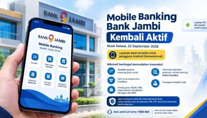 Mobile Banking Bank Jambi Kembali Aktif, Layanan Android Konvensional Dibuka Terbatas