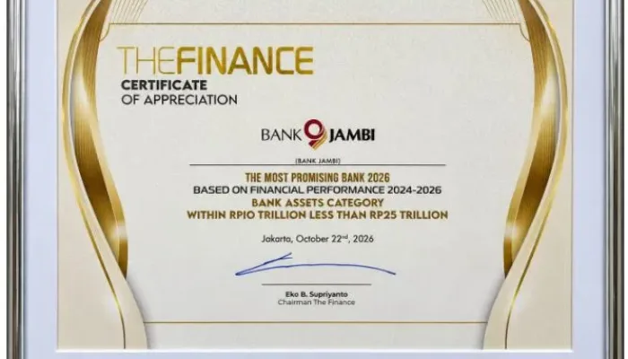 Bank Jambi Raih The Most Promising Bank 2026 dari The Finance